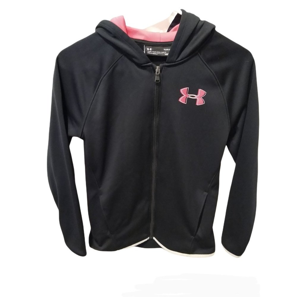 Under Armour Girls Youth Large Pink and Black SEE PHOTOS Snag in Hood